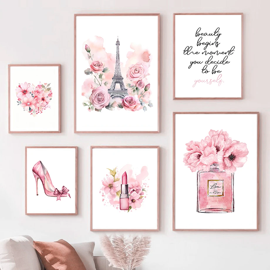 Paris moda arte cartaz rosa to - Perfume Fragrance House avaliação e preço